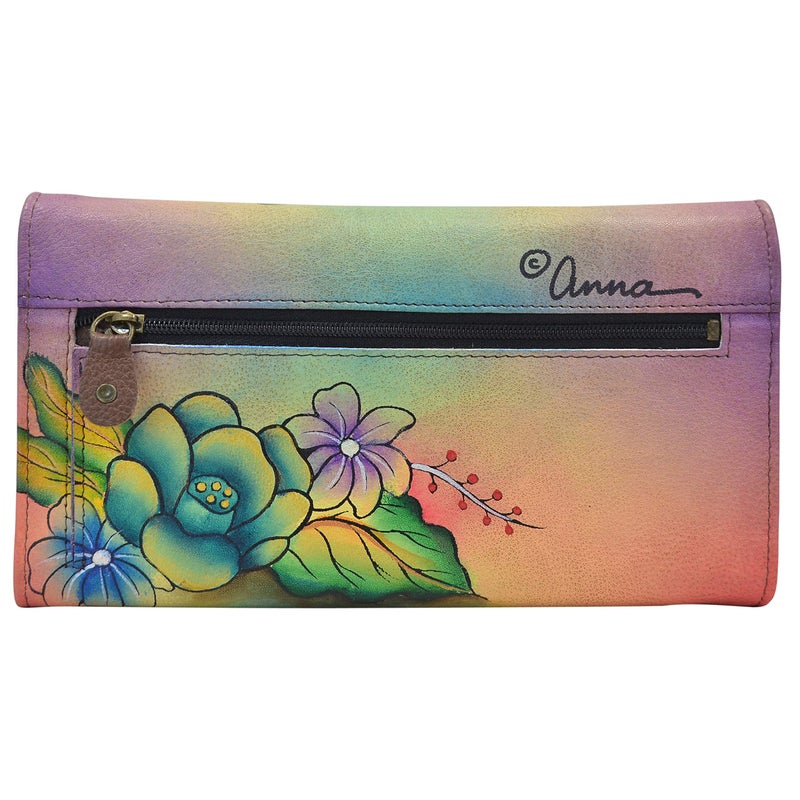 Anna by Anuschka Women's Hand Painted Genuine Leather Multi Pocket Wallet -Tropical Bouquet - Image 2